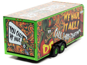 4-Wheel Enclosed Car Trailer Green with Graphics "Rat Fink: We Haul it All!" 1/64 Diecast Model by Auto World - Premium Accessories from Autoworld - Just $25.07! Shop now at Rapidvehicles