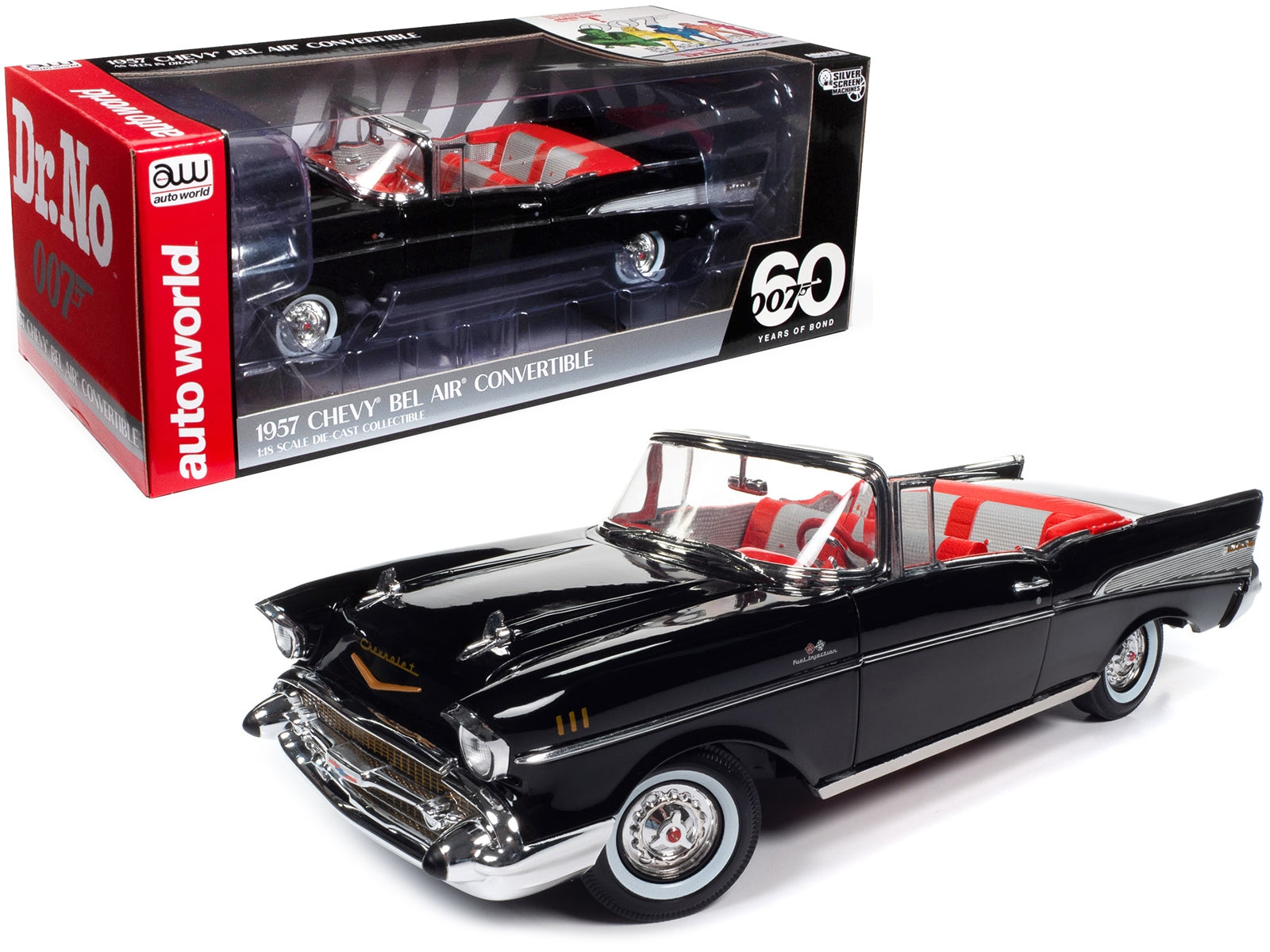 1957 Chevrolet Bel Air Convertible Onyx Black James Bond 007 "Dr. No" (1962) Movie "60 Years of Bond" Series 1/18 Diecast Model Car by Auto World - Premium Movie/TV Series Models from Autoworld - Just $126.88! Shop now at Rapidvehicles