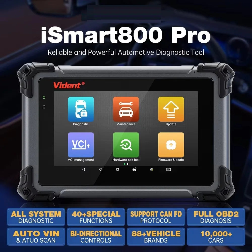 Vident iSmart800Pro Car Scanner All System Diagnosis 40 Reset Function OBDII Full Function Key Fob Programming Scanner Tool