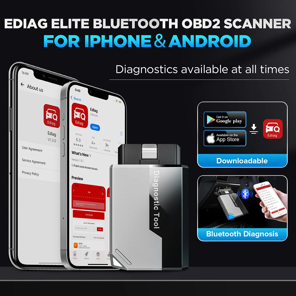 10 Pcs /Lot KINGBOLEN EDIAG Elite OBD2 Scanner Bluetooth,15 Resets Read/Clear fault code Car Diagnostic Scan Tool Lifetime free
