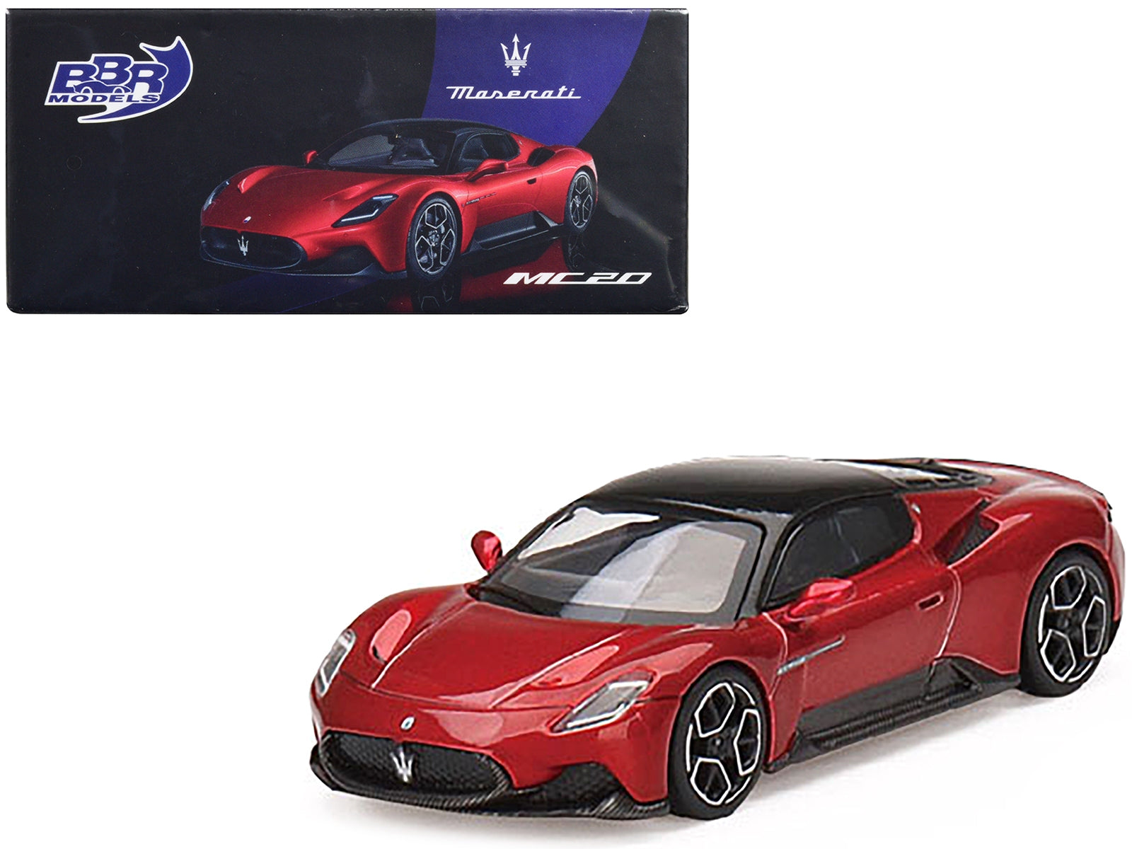 Maserati MC20 Rosso Vincente Red with Black Top 1/64 Diecast Model Car by BBR - Premium Maserati Models from BBR - Just $34.99! Shop now at Rapidvehicles