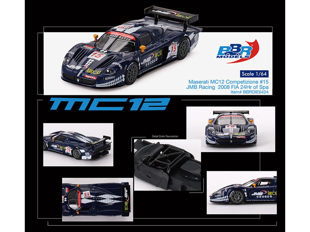 Maserati MC12 Competizione #15 Ben Aucott - Alain Ferte - Stephane Daoudi "JMB Racing" "24 Hours of Spa" (2008) 1/64 Diecast Model Car by BBR - Premium Maserati Models from BBR - Just $42.83! Shop now at Rapidvehicles