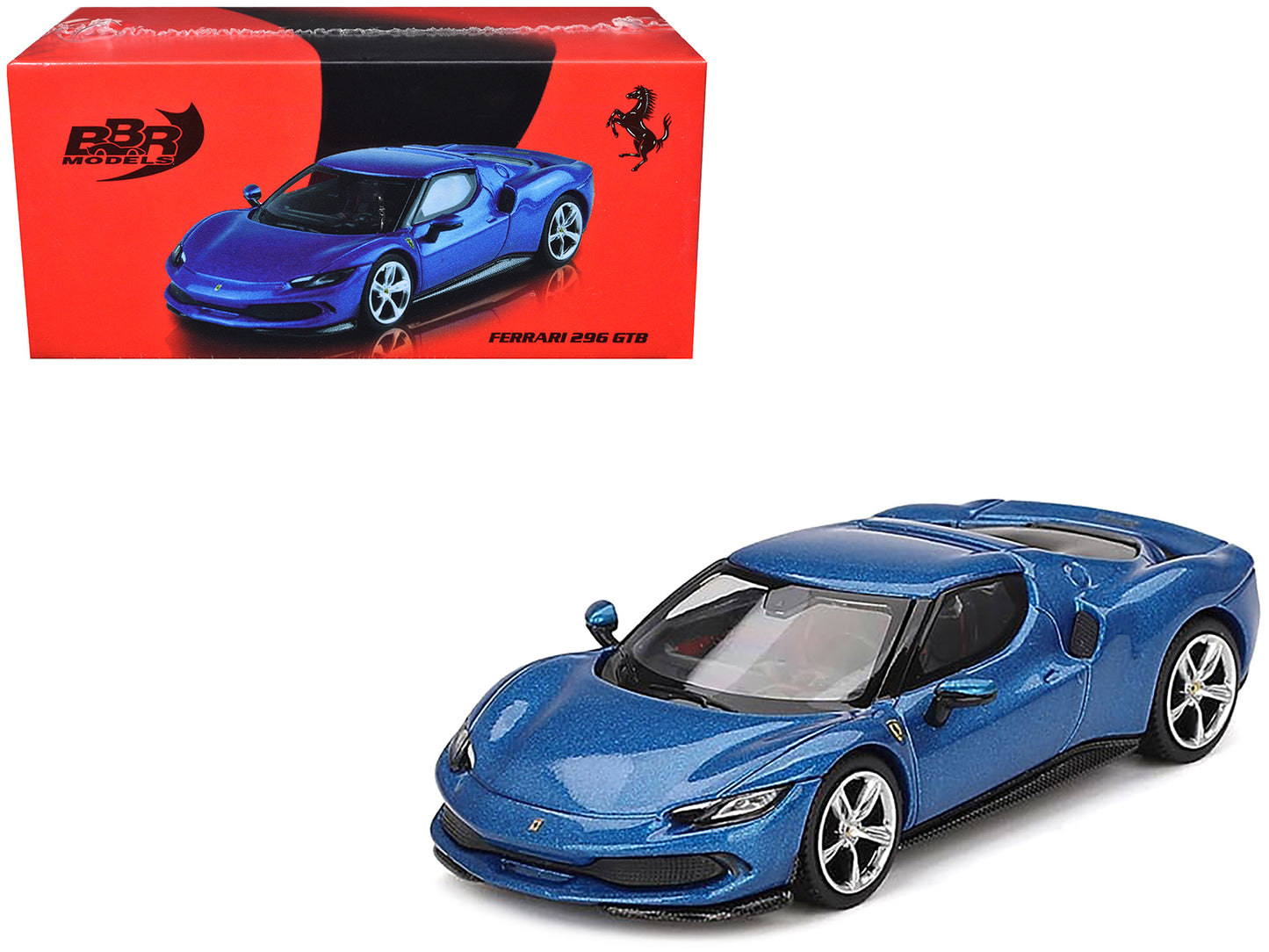 Ferrari 296 GTB Blue Corsa 1/64 Diecast Model Car by BBR