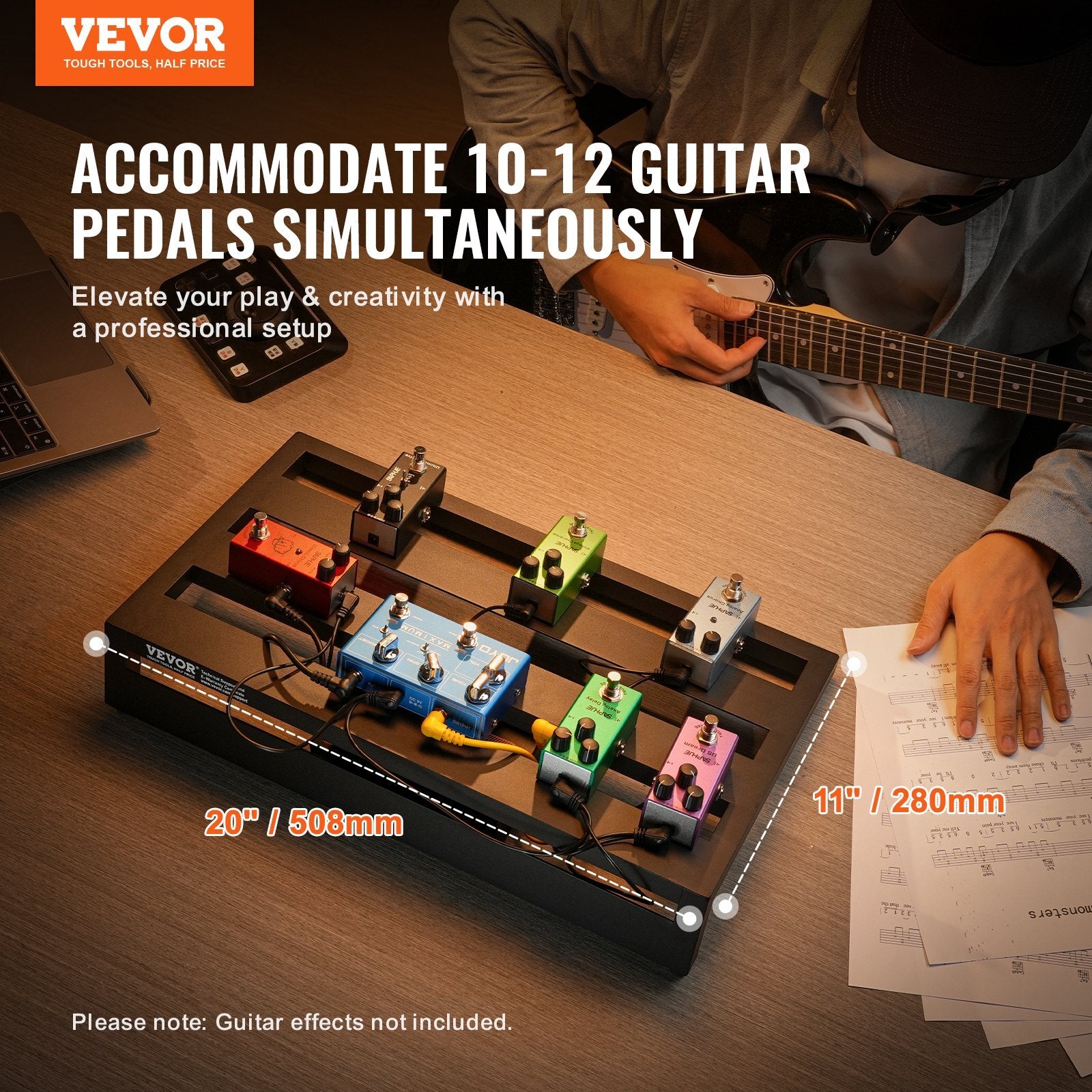 VEVOR Guitar Pedal Board, 20'' x 11'', Aluminum Alloy 2.2 lbs Super Light Guitar Effects PedalBoard, with Carry Bag Velcro Fixed Strap Shoulder Strap Rolling Strips, Accommodate 10-12 Guitar Pedals - Premium Instrument Accessories from VEVOR - Just $82.99! Shop now at Rapidvehicles