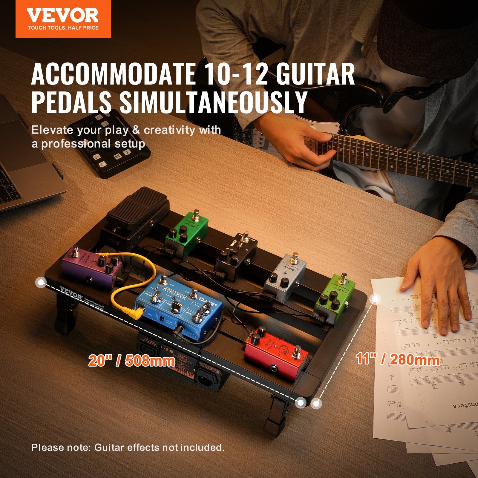 VEVOR Guitar Pedal Board, 20'' x 11'', Aluminum Alloy 2.64 lbs Super Light Folding Guitar Effects PedalBoard, with Carry Bag Velcro Fixed Strap Shoulder Strap Rolling Strips, for 10-12 Guitar Pedals - Premium Instrument Accessories from VEVOR - Just $68.59! Shop now at Rapidvehicles