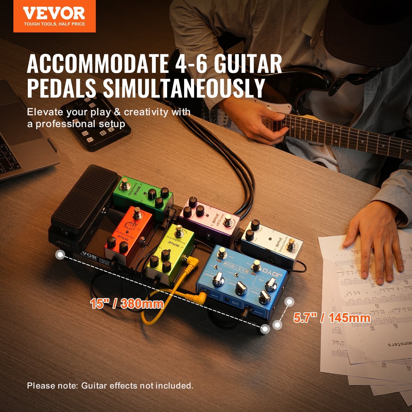 VEVOR Guitar Pedal Board, 15'' x 5.7'', Aluminum Alloy 0.8 lbs Super Light Guitar Effects PedalBoard with Carry Bag High Quality Velcro Fixed Strap Shoulder Strap, Accommodate 4-6 Guitar Pedals, Small - Premium Instrument Accessories from VEVOR - Just $47.59! Shop now at Rapidvehicles