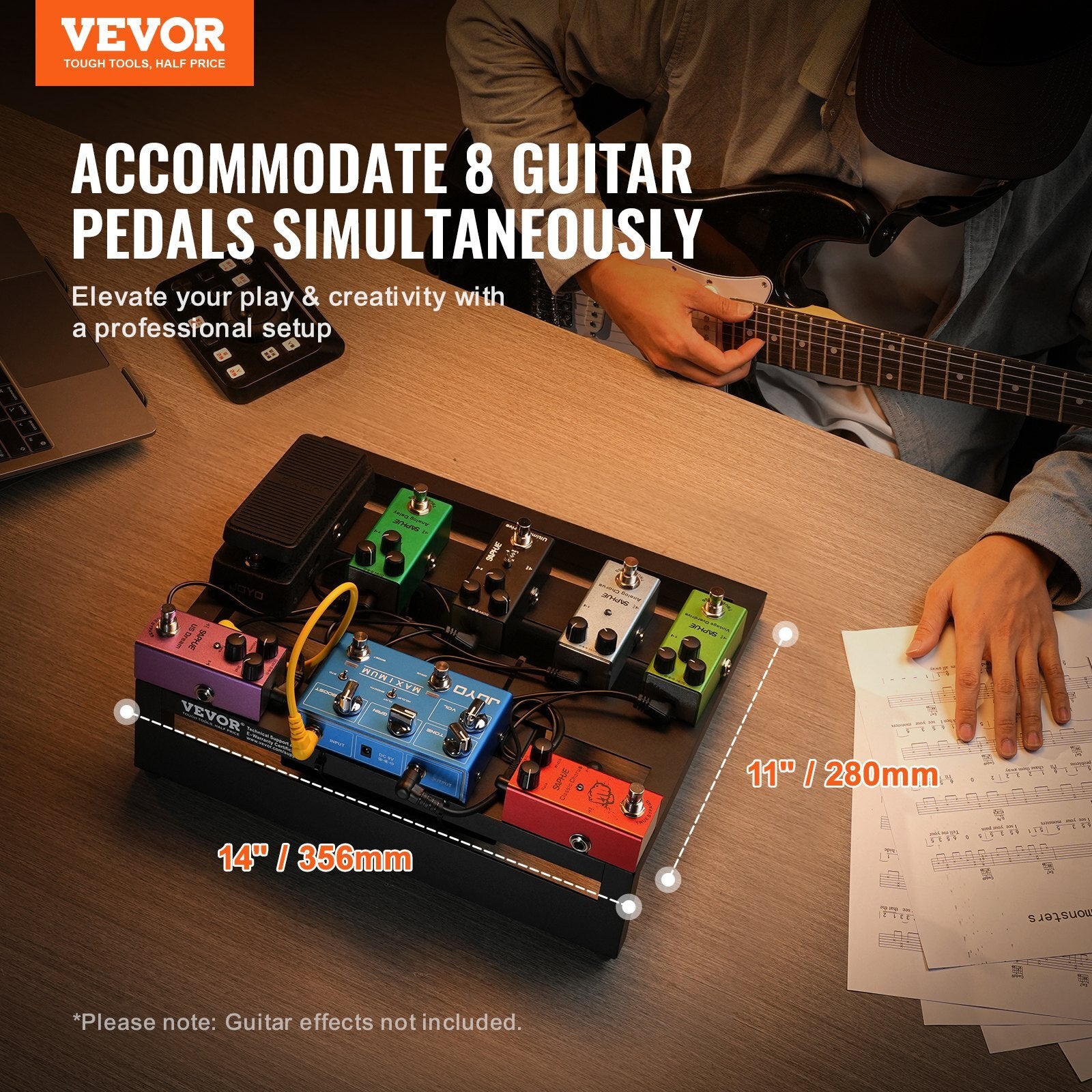 VEVOR Guitar Pedal Board, 14'' x 11'', Aluminum Alloy 1.7 lbs Super Light Guitar Effects PedalBoard with Carry Bag High Quality Velcro Fixed Strap Shoulder Strap, Accommodate 8 Guitar Pedals, Medium - Premium Instrument Accessories from VEVOR - Just $75.99! Shop now at Rapidvehicles