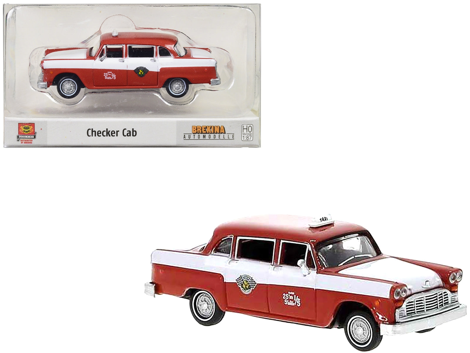 1974 Checker Cab Red and White "Kalamazoo" 1/87 (HO) Scale Model - Premium Taxi Models from Brekina - Just $47.99! Shop now at Rapidvehicles