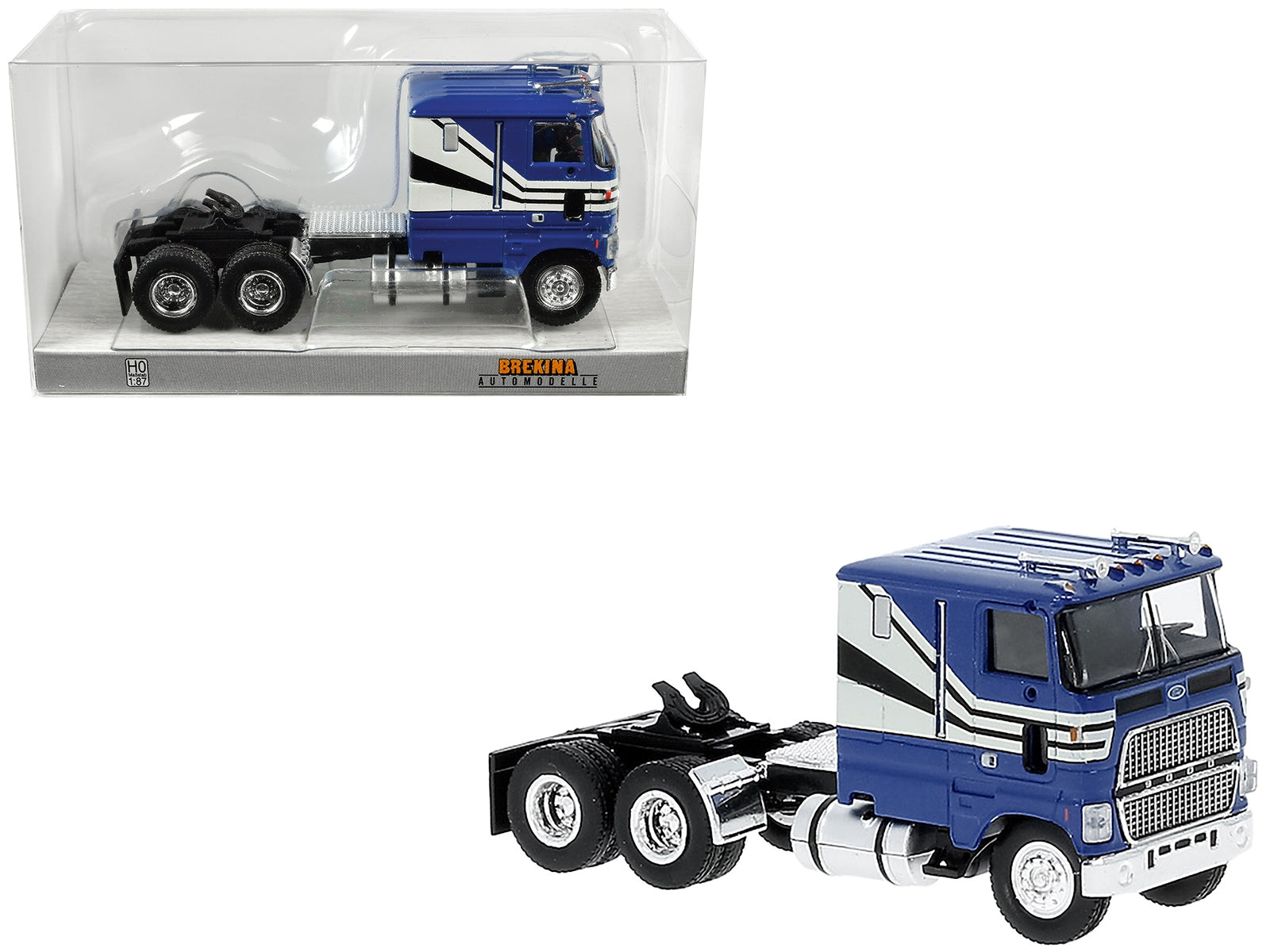 1978 Ford CLT 9000 Truck Tractor Blue with White Stripes 1/87 - Premium Ford Models from Brekina - Just $52.19! Shop now at Rapidvehicles