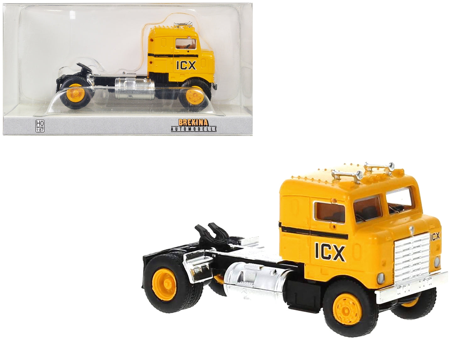 1950 Kenworth Bullnose Truck Tractor Yellow with Black Stripes - Premium Taxi Models from Brekina - Just $57.99! Shop now at Rapidvehicles