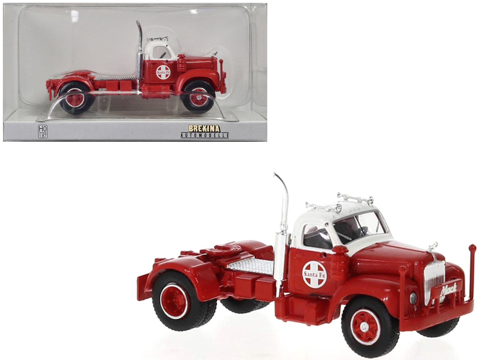 1953 B-61 Truck Tractor Red and White "Santa Fe" 1/87 (HO) Scale - Premium Taxi Models from Brekina - Just $57.99! Shop now at Rapidvehicles