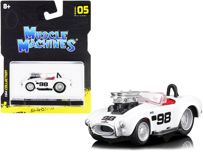 1964 Shelby Cobra #98 White with Red Interior 1/64 Diecast ModelFREE SHIPPING IN US - Premium  from Rapidvehicles - Just $23.39! Shop now at Rapidvehicles