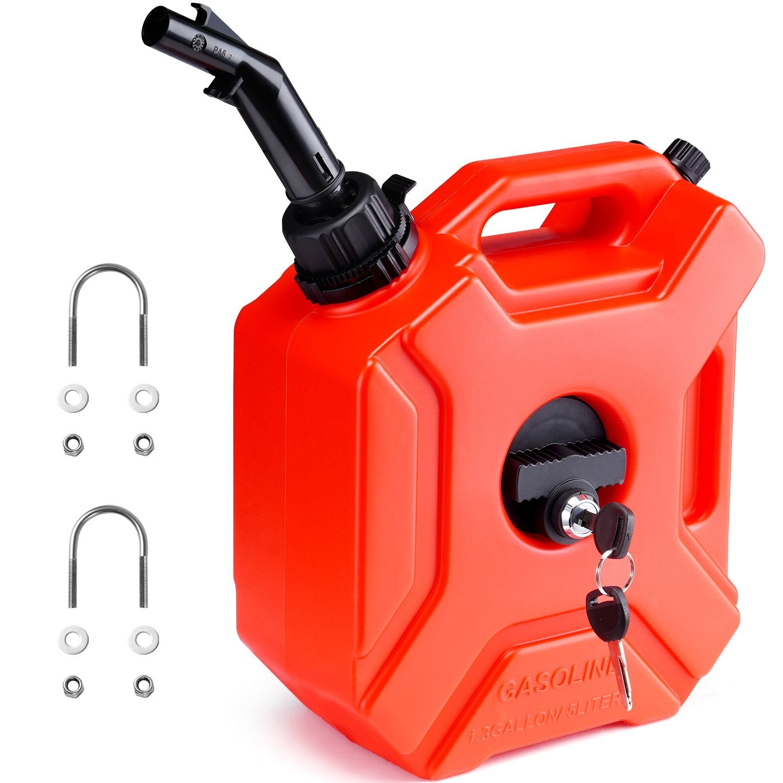 VEVOR Water Can, 1.3 Gallon/5L, Water Tank with Spout and Lockable Bracket, Storage Water Container, Auto-Off Function & Adjustable Flow Rate, Compatible with Most Cars Motorcycle SUV ATV UTV, Red - Premium Jerry Cans from VEVOR - Just $54.34! Shop now at Rapidvehicles