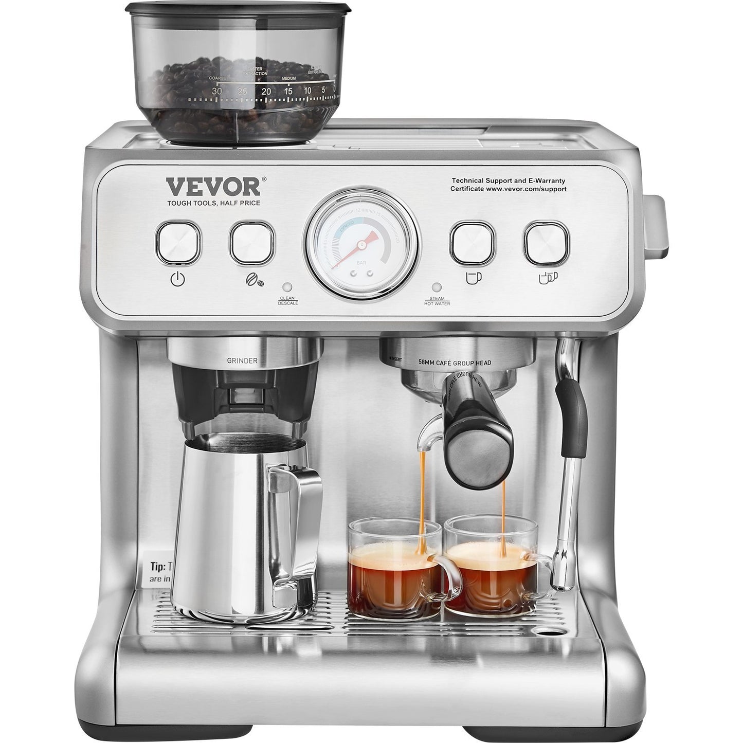 VEVOR Espresso Machine with Grinder, 15 Bar Semi-Automatic - Premium Electric Coffee Grinder from VEVOR - Just $384.92! Shop now at Rapidvehicles