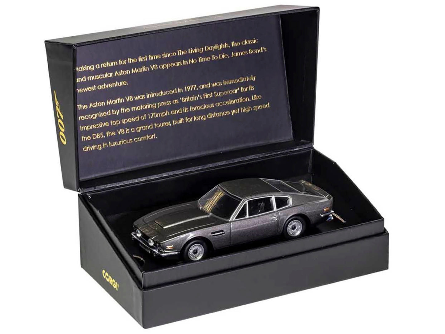 Aston Martin V8 RHD (Right Hand Drive) Black Metallic James Bond - Premium Movie/TV Series Models from Corgi - Just $73.79! Shop now at Rapidvehicles