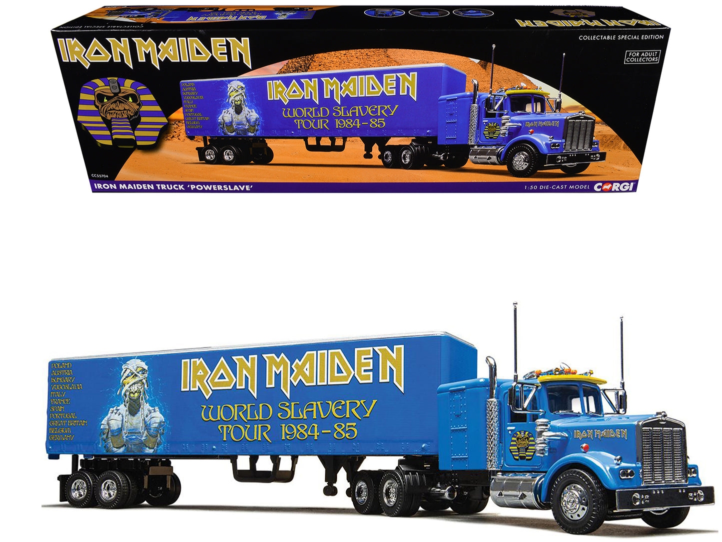 Iron Maiden "Powerslave" Transport Truck Blue "World Slavery Tour 1984-85" 1/50 Diecast Model by Corgi