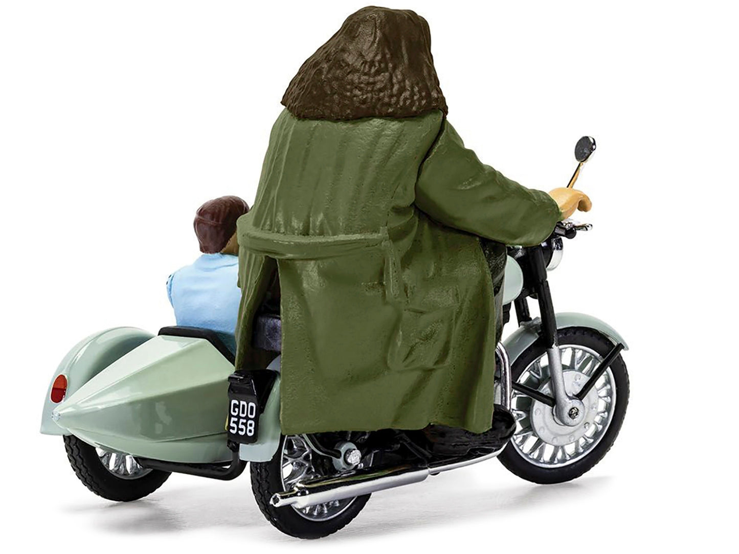 Motorcycle and Sidecar Light Green with Harry and Hagrid Figures "Harry Potter and the Deathly Hallows Part 1" (2010) Movie Diecast Motorcycle Model  by Corgi - Premium Movie/TV Series Models from Corgi - Just $62.49! Shop now at Rapidvehicles