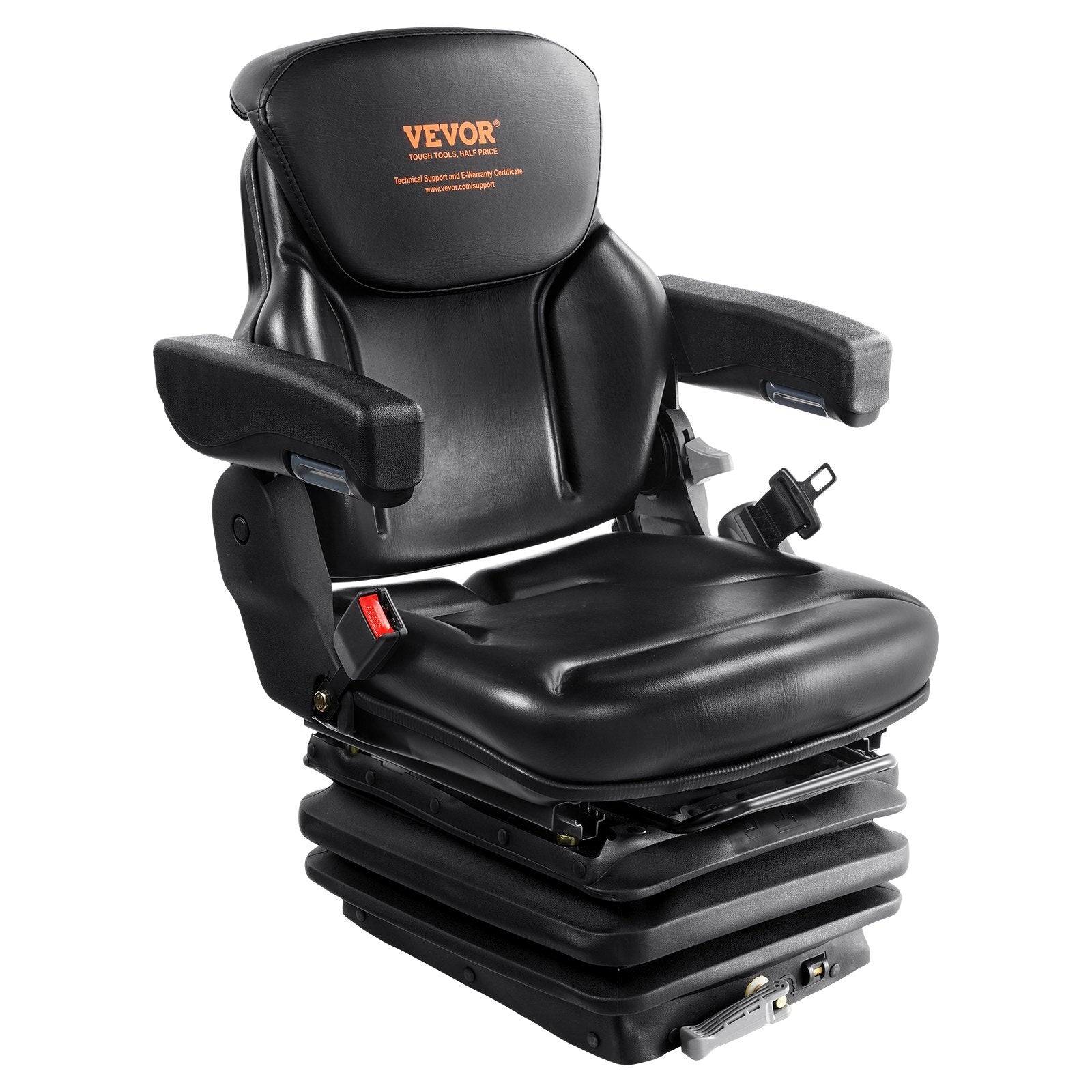 VEVOR Universal Tractor seat Suspension, Fold Down Forklift Seat with Adjustable Angle Back, Micro Switch, Seatbelt and Armrests, 3-level Shock Absorption Tractor Seat for Tractor Loader Excavator - Premium Tractor Seat from VEVOR - Just $302.89! Shop now at Rapidvehicles