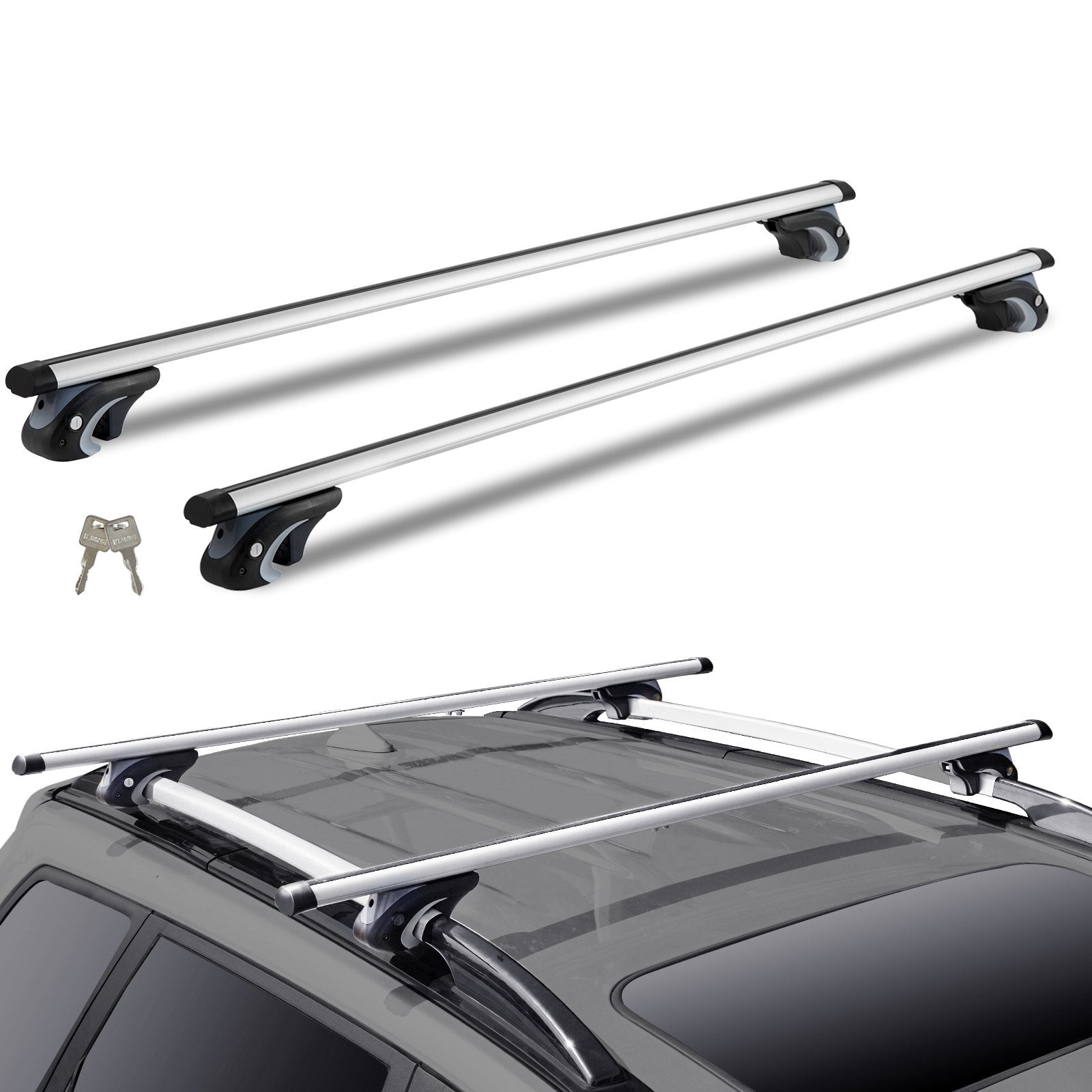 VEVOR Universal Roof Rack Cross Bars, 54" Aluminum Roof Rack Crossbars, Fit Existing Raised Side Rail with Gap, 200 lbs Load Capacity, Adjustable Crossbars with Locks, for SUVs, Sedans, and Vans - Premium Roof Rack Cross Bars from VEVOR - Just $98.59! Shop now at Rapidvehicles