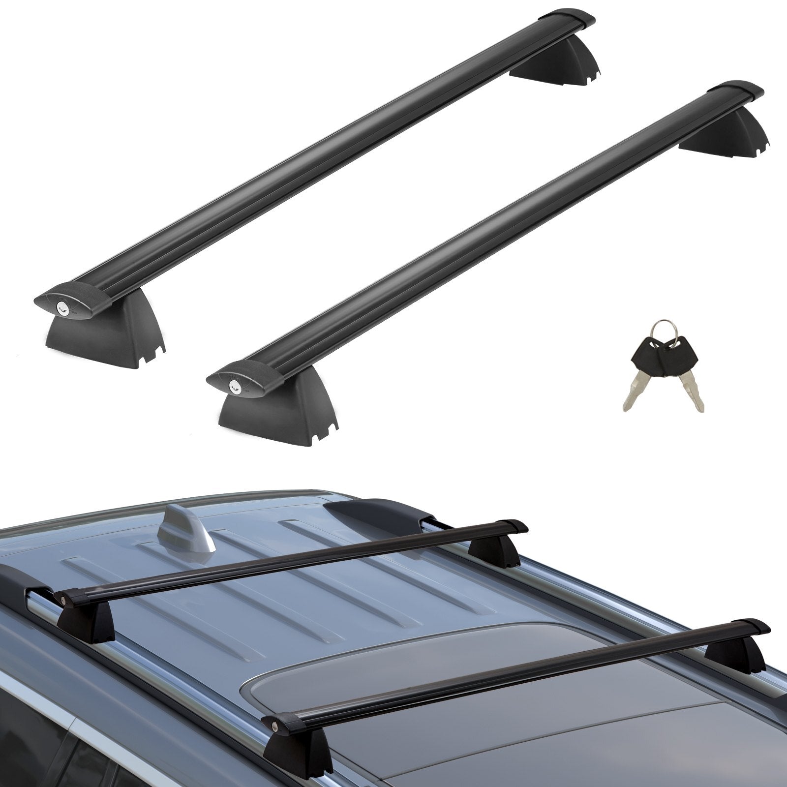 VEVOR Roof Rack Cross Bars, Compatible with 2011-2021 Jeep Grand Cherokee with Grooved Side Rails, 200lbs Load Capacity, Aluminum Crossbars with Locks, for Rooftop Cargo Carrier Bag Luggage Kayak Bike - Premium Roof Rack Cross Bars from VEVOR - Just $86.79! Shop now at Rapidvehicles