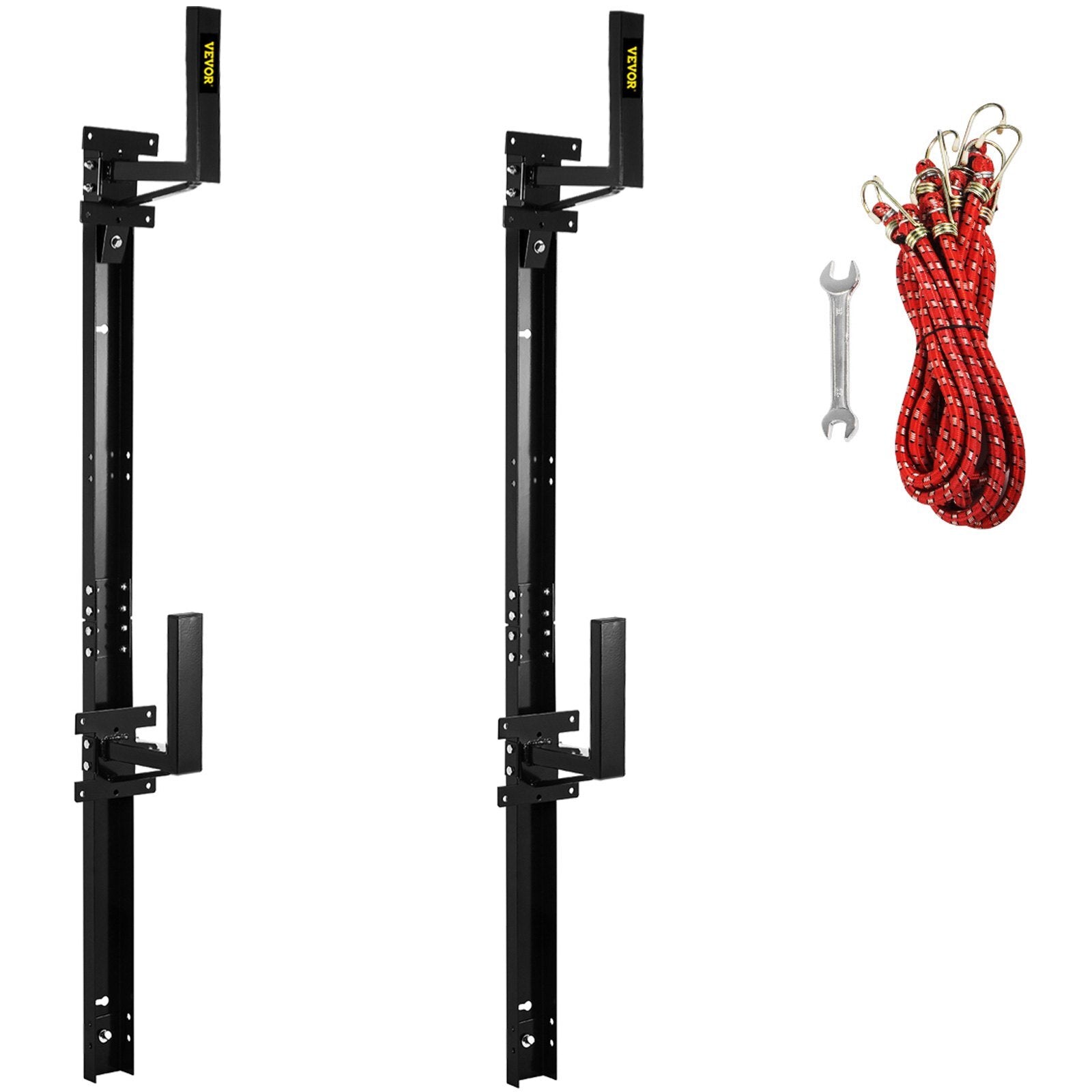 VEVOR Trailer Ladder Rack, Fit for Enclosed Trailer Exterior Side Wall, 2 Bars Adjustable Steel Side Mount Ladder Rack with 441 LBS Capacity, Carry 1 or 2 Ladders, Black - Premium Ladder Racks from VEVOR - Just $193.69! Shop now at Rapidvehicles