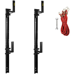 VEVOR Trailer Ladder Rack, Fit for Enclosed Trailer Exterior Side Wall, 2 Bars Adjustable Steel Side Mount Ladder Rack with 441 LBS Capacity, Carry 1 or 2 Ladders, Black - Premium Ladder Racks from VEVOR - Just $198.99! Shop now at Rapidvehicles