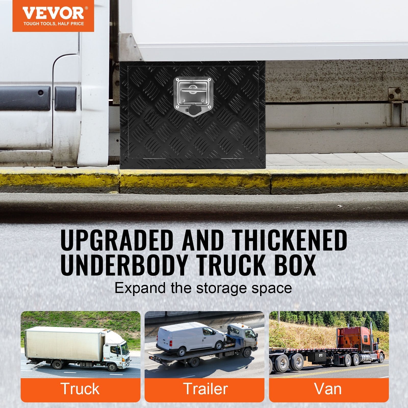 VEVOR Underbody Aluminum Truck Tool Box 18" x 12" x 14" Trailer RV Tool Storage - Premium Truck Tool Boxes from VEVOR - Just $124.99! Shop now at Rapidvehicles