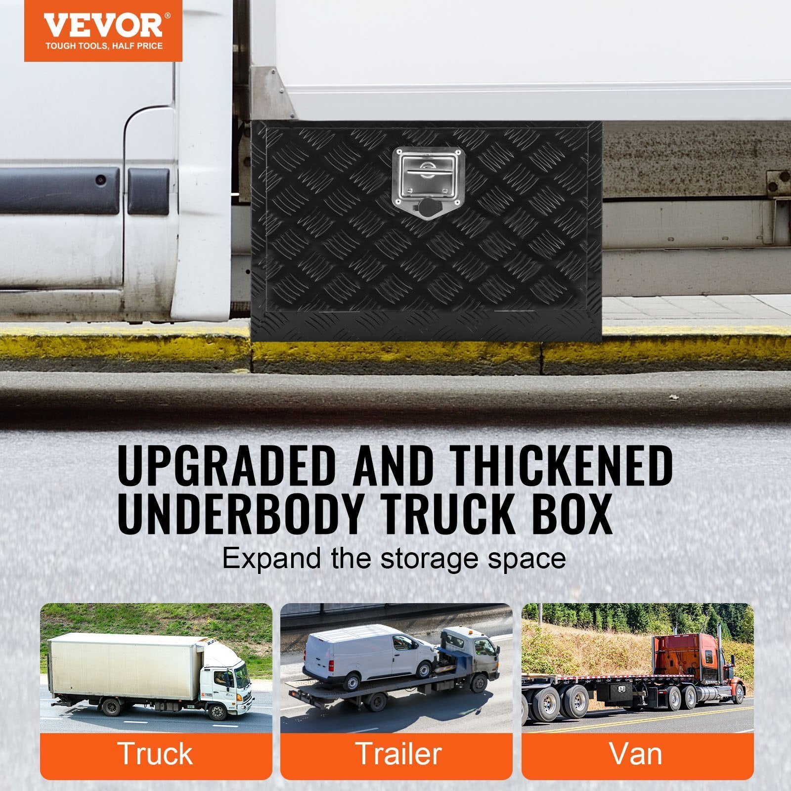 VEVOR Underbody Aluminum Truck Tool Box 24" x 12" x 14" Trailer RV Tool Storage - Premium Truck Tool Boxes from VEVOR - Just $137.99! Shop now at Rapidvehicles