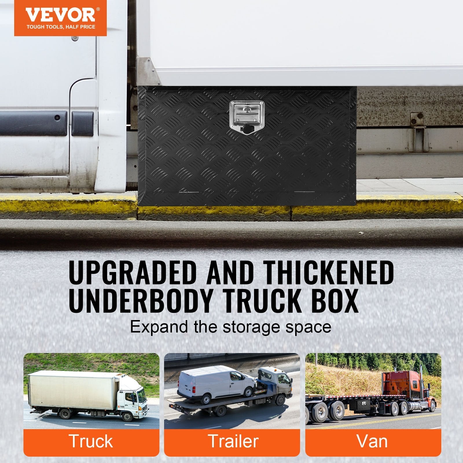 VEVOR Underbody Aluminum Truck Tool Box 30" x 14" x 16" Trailer RV Tool Storage - Premium Truck Tool Boxes from VEVOR - Just $191.75! Shop now at Rapidvehicles