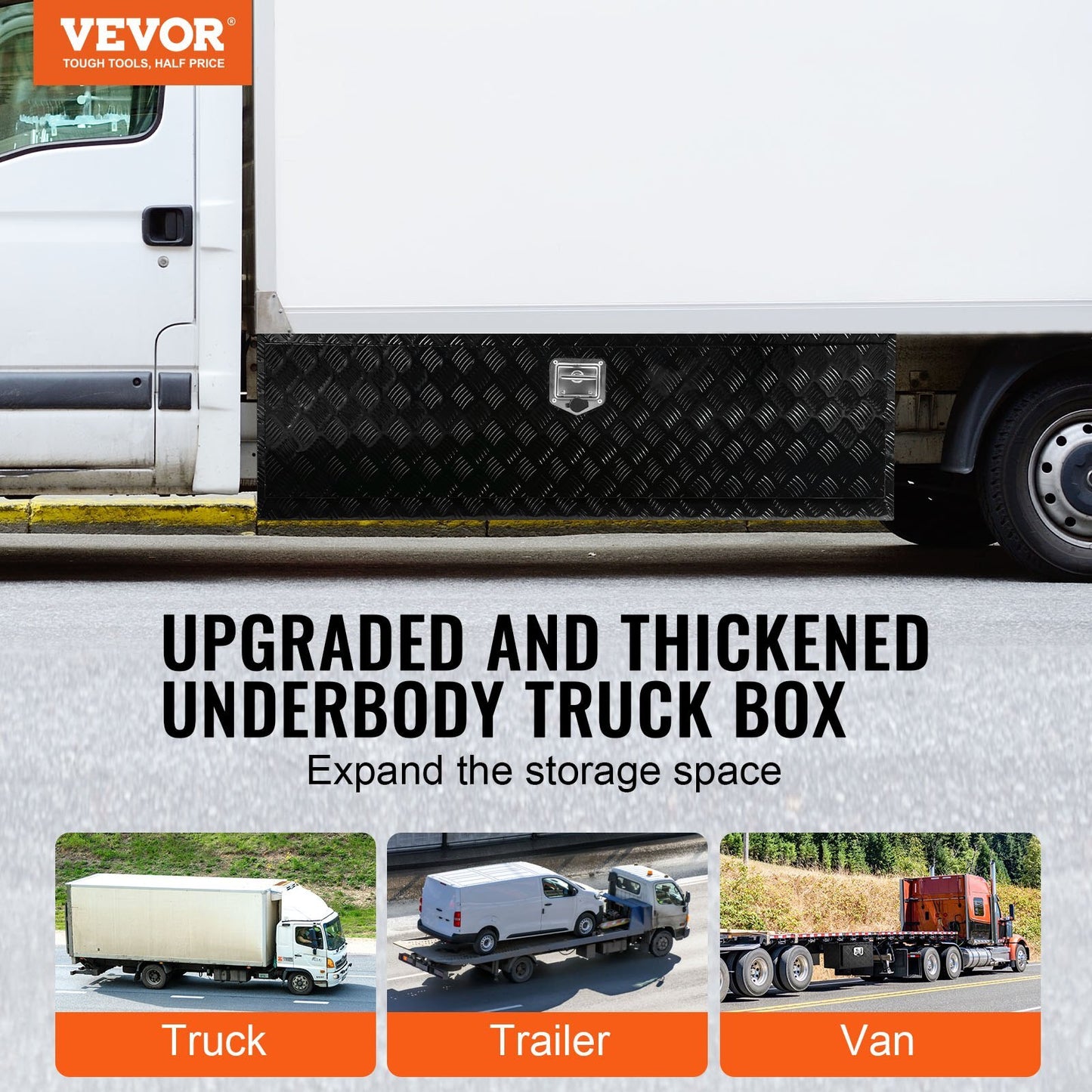 VEVOR Underbody Aluminum Truck Tool Box 60" x 17" x 18" Trailer RV Tool Storage - Premium Truck Tool Boxes from VEVOR - Just $621.80! Shop now at Rapidvehicles