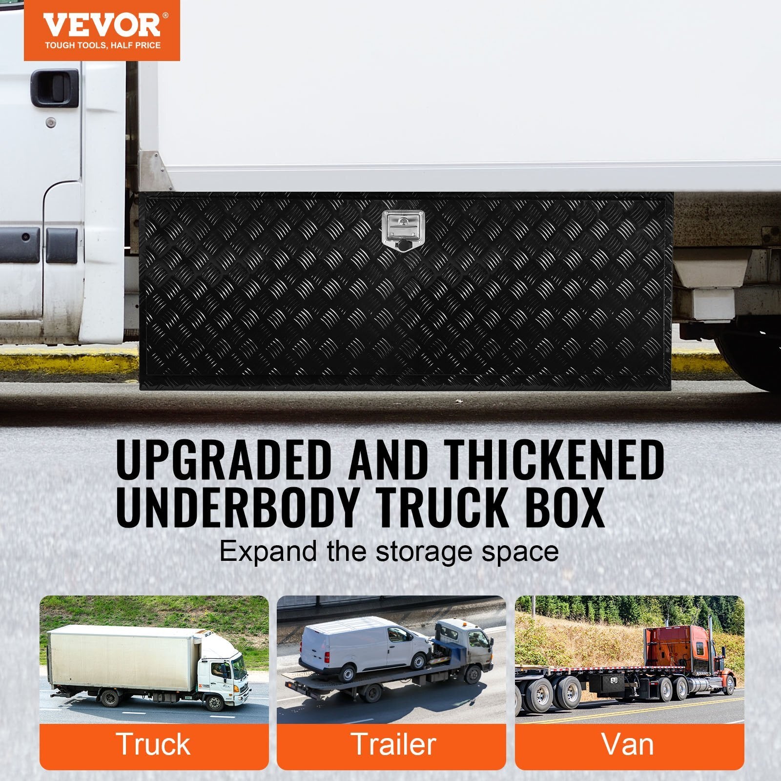 VEVOR Underbody Aluminum Truck Tool Box 60" x 24" x 24" Trailer RV Tool Storage - Premium Truck Tool Boxes from VEVOR - Just $973.69! Shop now at Rapidvehicles