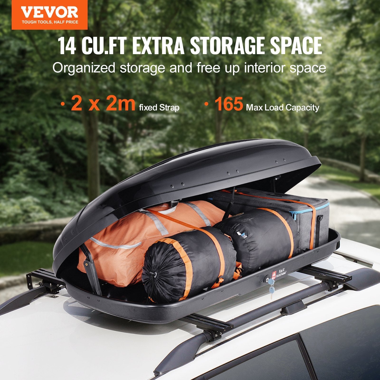 VEVOR Rooftop Cargo Carrier 14 Cubic Feet Luggage Storage Box ABS for SUVs Cars - Premium Roof Rack Cross Bars from VEVOR - Just $589.99! Shop now at Rapidvehicles