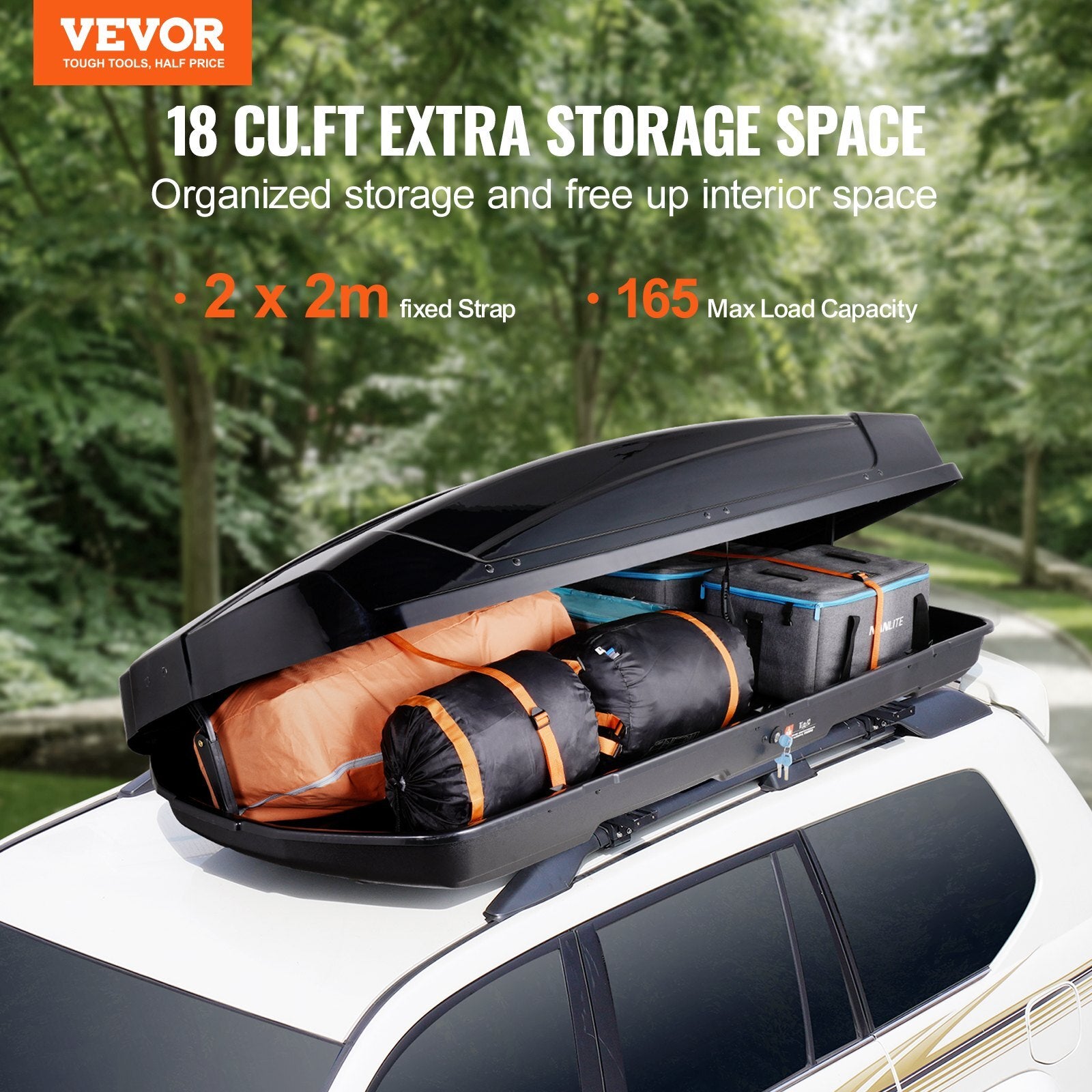 VEVOR Rooftop Cargo Carrier 18 Cubic Feet Luggage Storage Box ABS for SUVs Cars - Premium Roof Rack Cross Bars from VEVOR - Just $951.59! Shop now at Rapidvehicles