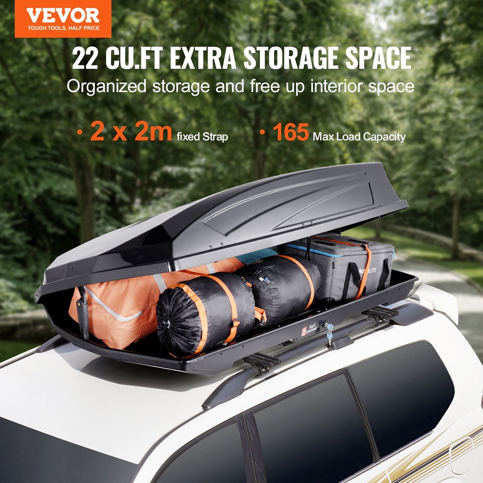 VEVOR Rooftop Cargo Carrier 22 Cubic Feet Luggage Storage Box ABS for SUVs Cars - Premium Roof Rack Cross Bars from VEVOR - Just $1087.10! Shop now at Rapidvehicles