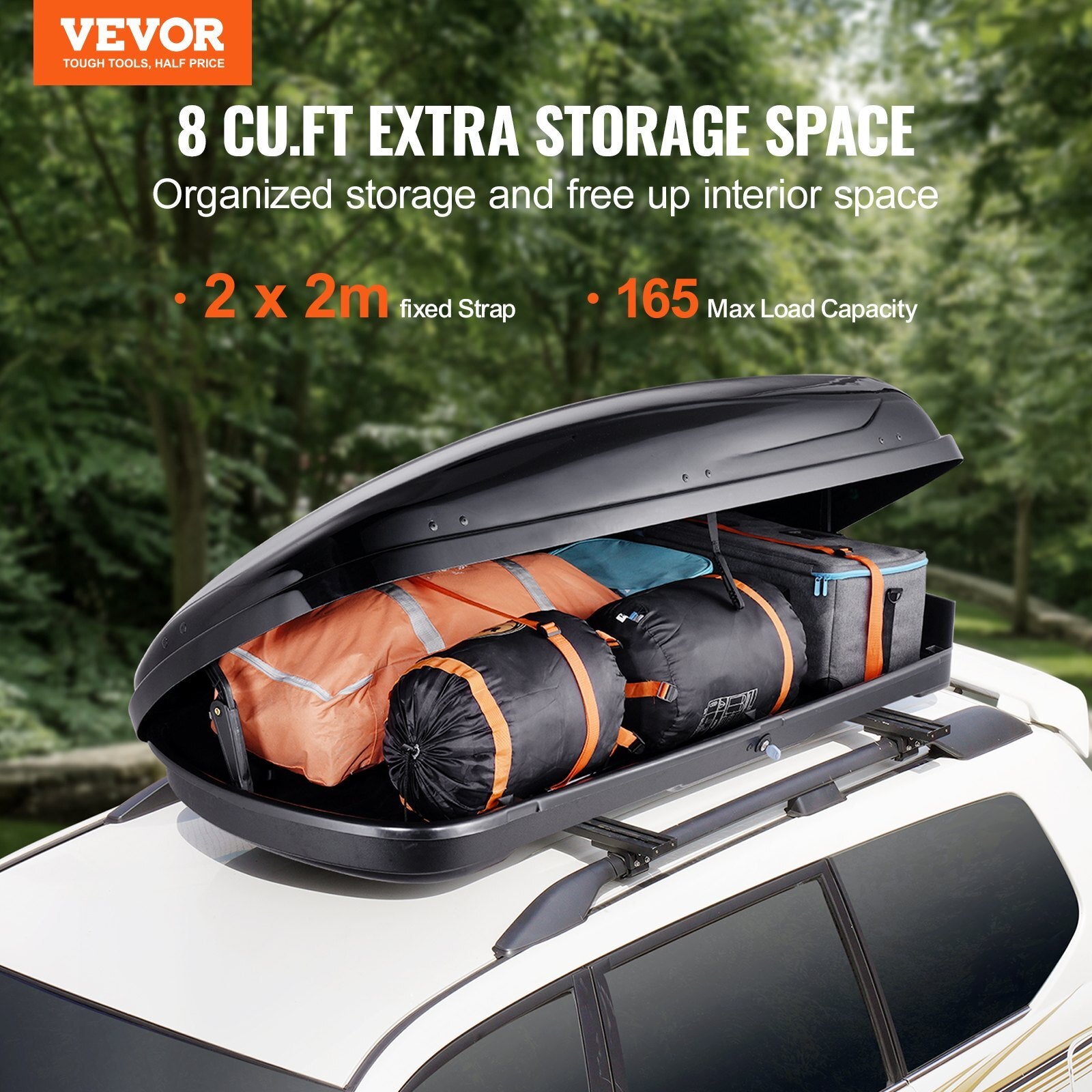 VEVOR Rooftop Cargo Carrier 8 Cubic Feet Luggage Storage Box ABS for SUVs Cars - Premium Roof Rack Cross Bars from VEVOR - Just $563.99! Shop now at Rapidvehicles