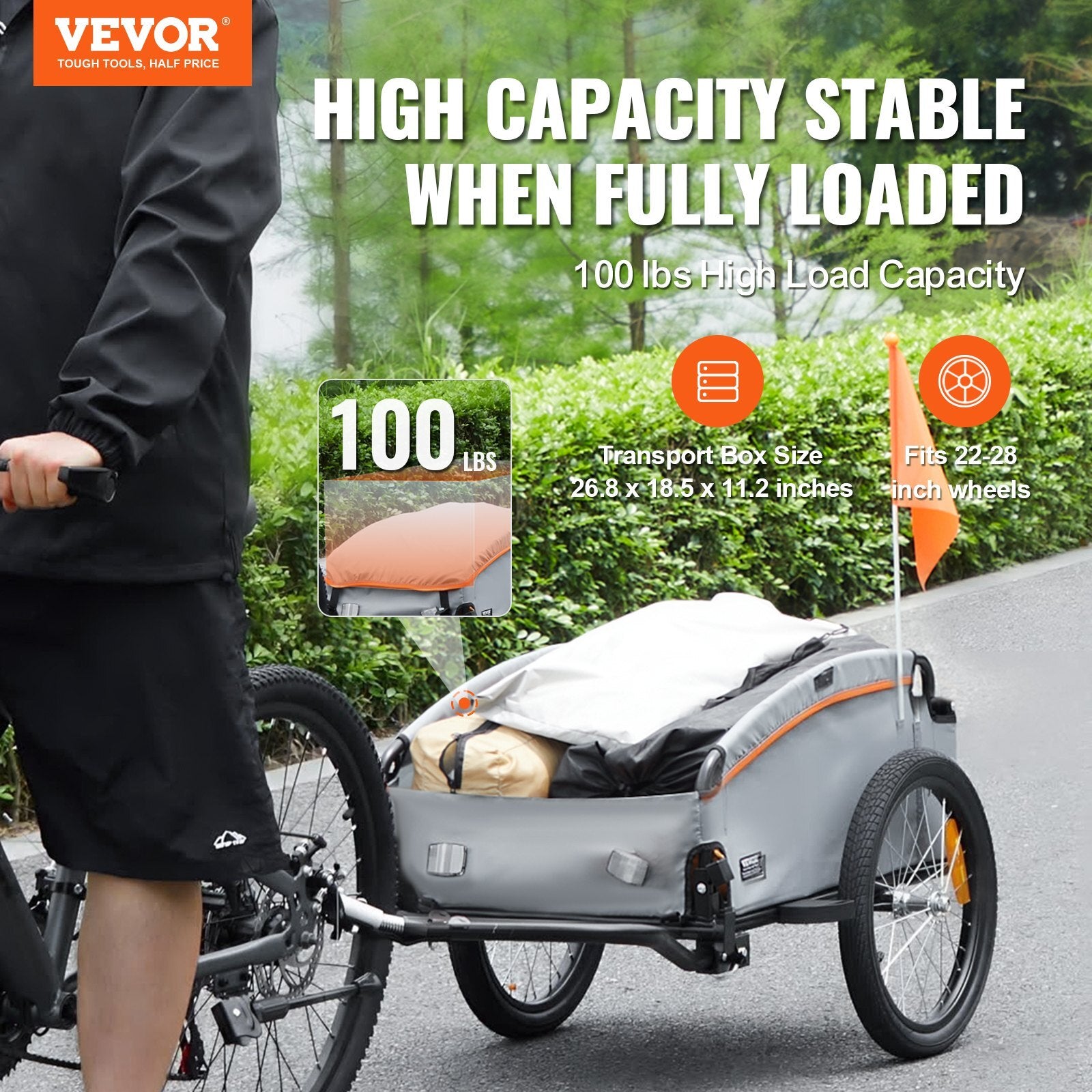 VEVOR Bike Cargo Trailer, 100 lbs Load Capacity, Heavy-Duty - Premium Cargo Trailers from VEVOR - Just $126.89! Shop now at Rapidvehicles