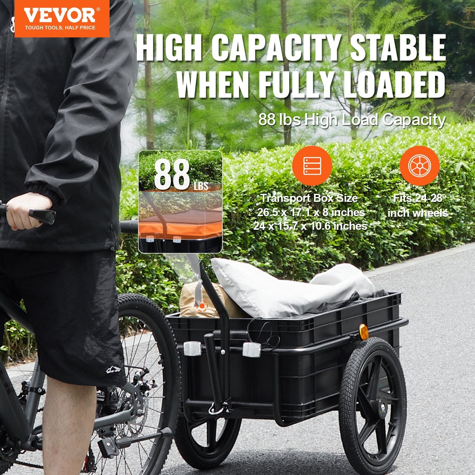 VEVOR Bike Cargo Trailer, 88 lbs Load Capacity, Heavy-Duty - Premium Cargo Trailers from VEVOR - Just $179.06! Shop now at Rapidvehicles