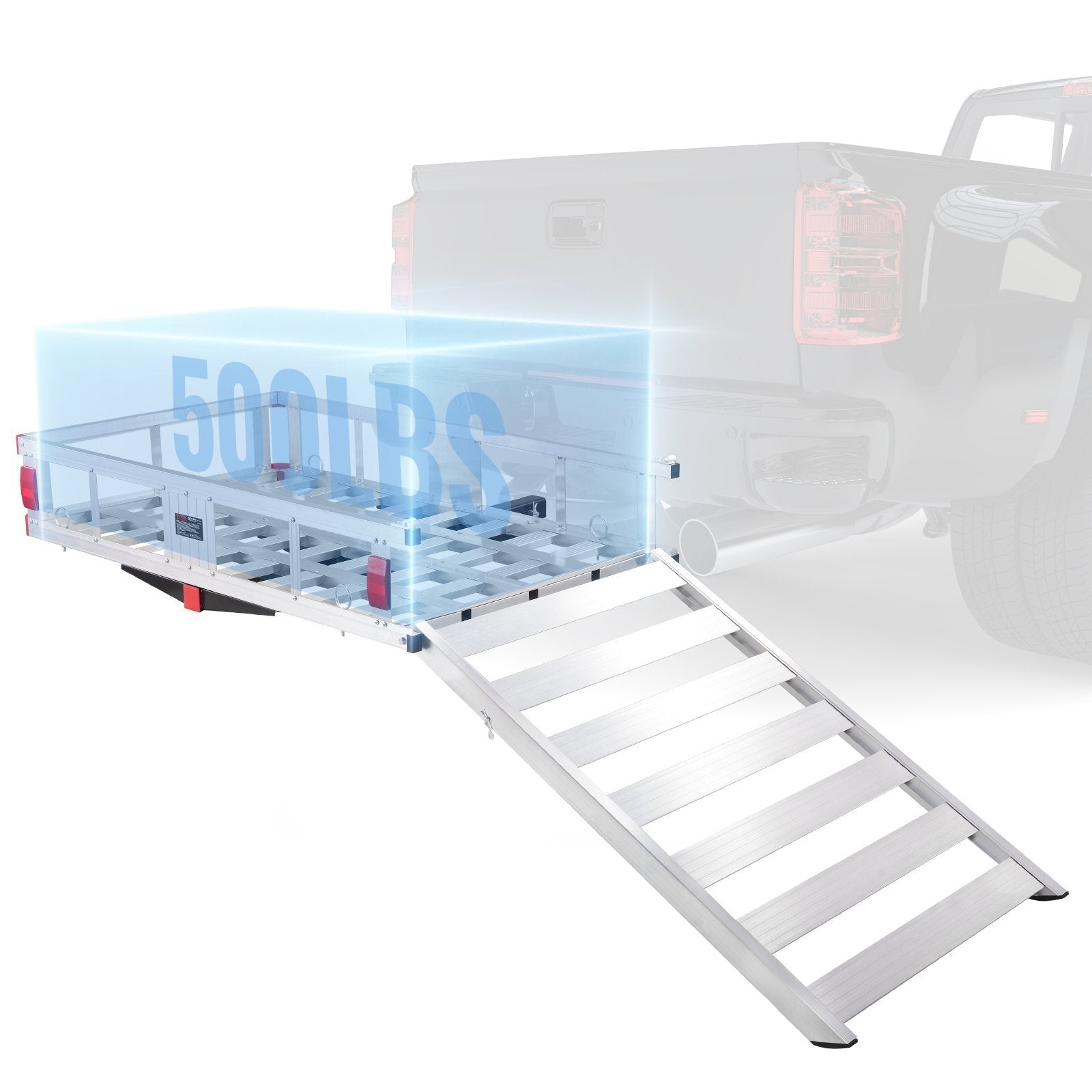 VEVOR 50 x 29.5 x 8.7 inch Hitch Cargo Carrier, 500lbs Capacity Trailer Hitch Mounted Cargo Basket, Aluminum Luggage Carrier Rack with Folding Ramp, Fits 2" Hitch Receiver for SUV Truck Pickup Camping - Premium Cargo Carrier from VEVOR - Just $246.99! Shop now at Rapidvehicles