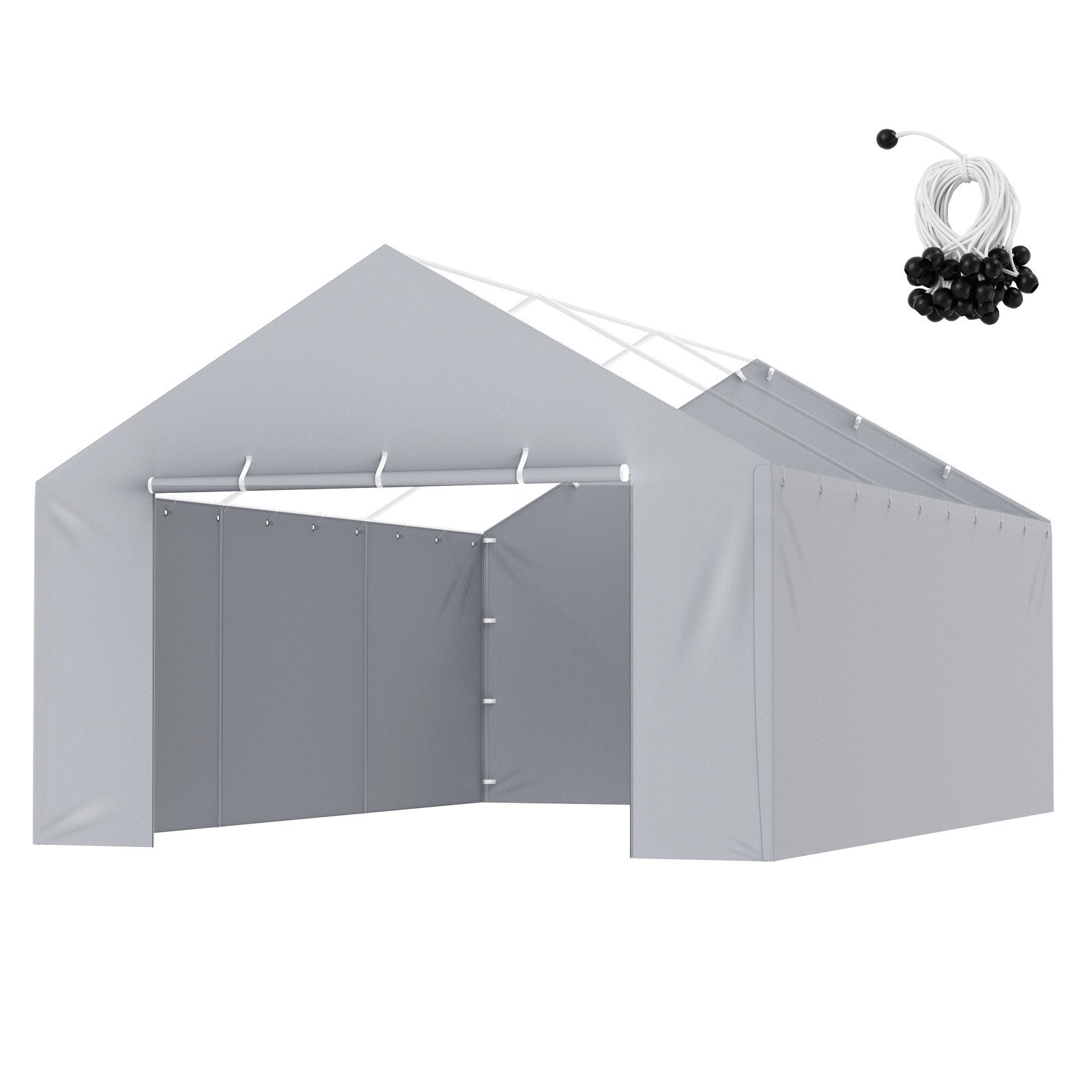 VEVOR Carport Replacement Canopy Cover Side Wall 13 x 20 ft, Garage Tent Shelter Tarp Heavy-Duty Waterproof & UV Protected, Easy Installation with Ball Bungees,Grey (Top and Frame Not Included) - Premium Carports from VEVOR - Just $101.49! Shop now at Rapidvehicles