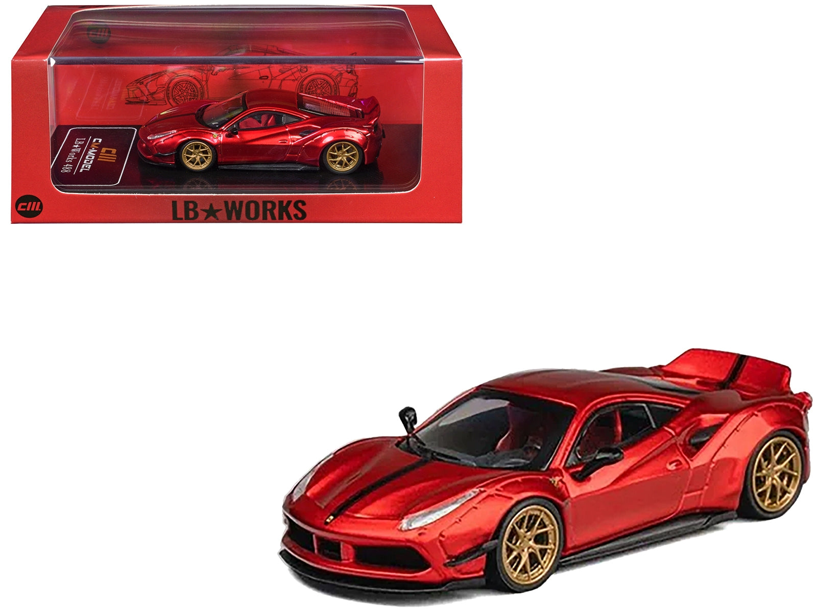 LB-Works 488 Red Metallic 1/64 Diecast Model Car by CM Models - Premium Other from CM Models - Just $47.09! Shop now at Rapidvehicles