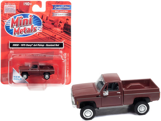 1975 Chevrolet 4x4 Pickup Truck Roseland Red 1/87 (HO) Scale - Premium Pickup Trucks Models from Classic Metal Works - Just $46.79! Shop now at Rapidvehicles