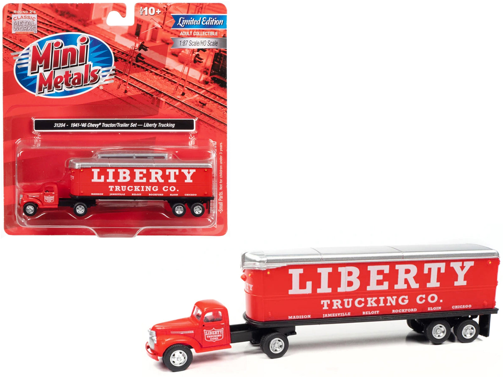 1941-1946 Chevrolet Truck and Trailer Set "Liberty Trucking Co." Red 1/87 (HO) Scale Model by Classic Metal Works - Premium Chevrolet Models from Classic Metal Works - Just $48.99! Shop now at Rapidvehicles