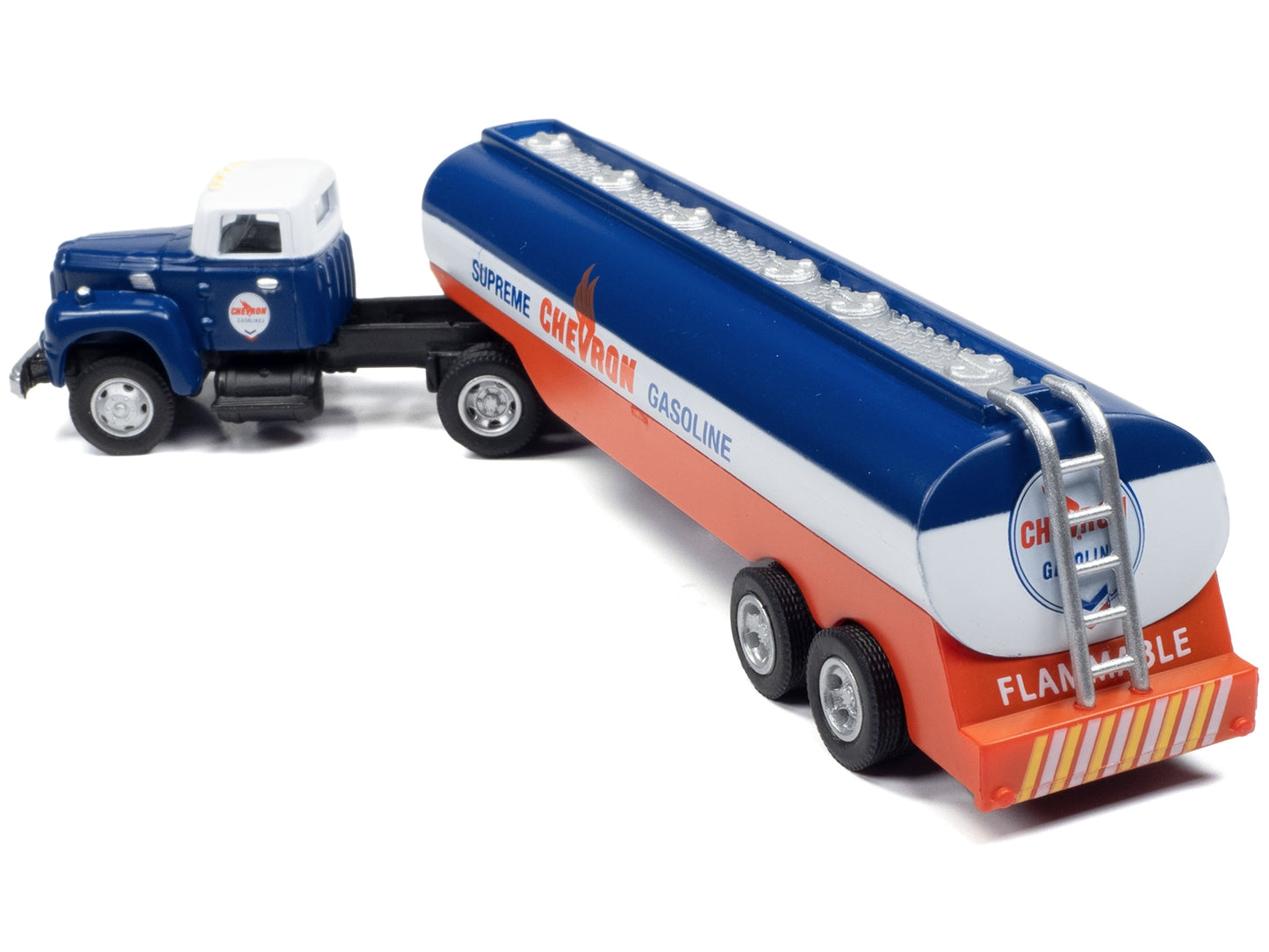 1954 IH R-190 Tractor Blue and White with Tanker Trailer "Chevron