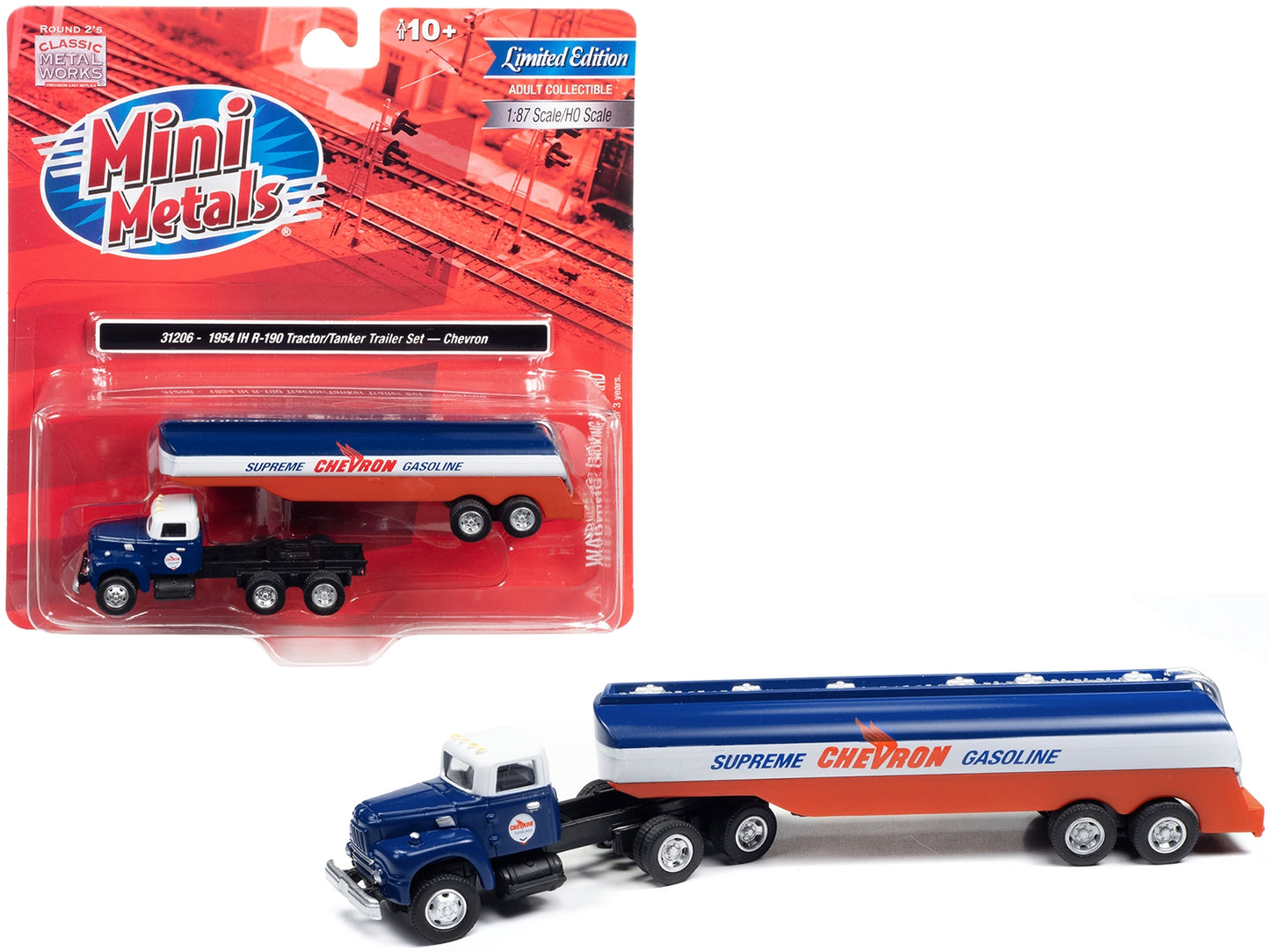 1954 IH R-190 Tractor Blue and White with Tanker Trailer "Chevron