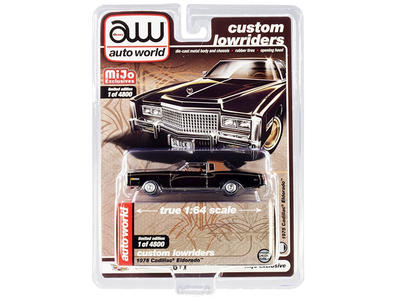 1975 Cadillac Eldorado Black with Brown (Partial) Vinyl Top - Premium Cadillac Models from Autoworld - Just $31.99! Shop now at Rapidvehicles