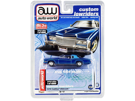 1975 Cadillac Eldorado Dark Blue Metallic with Light Blue - Premium Cadillac Models from Autoworld - Just $31.99! Shop now at Rapidvehicles