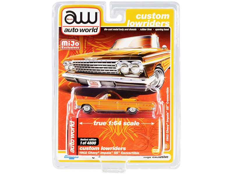 1962 Chevrolet Impala SS Convertible Yellow with Graphics "Custom - Premium Chevrolet Models from Autoworld - Just $31.53! Shop now at Rapidvehicles