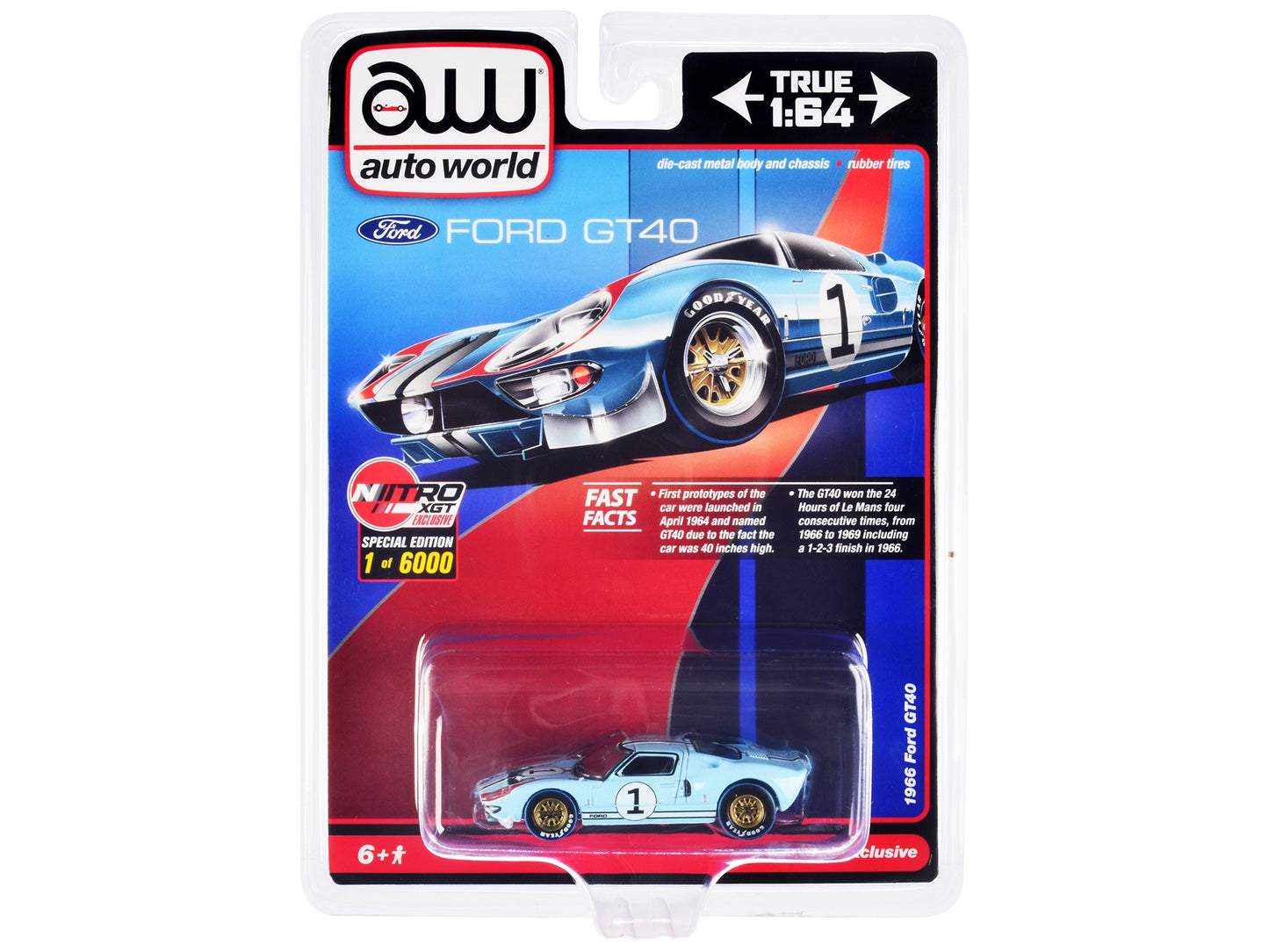 1966 Ford GT40 RHD (Right Hand Drive) #1 Light Blue with Stripes - Premium Ford Models from Autoworld - Just $37.79! Shop now at Rapidvehicles