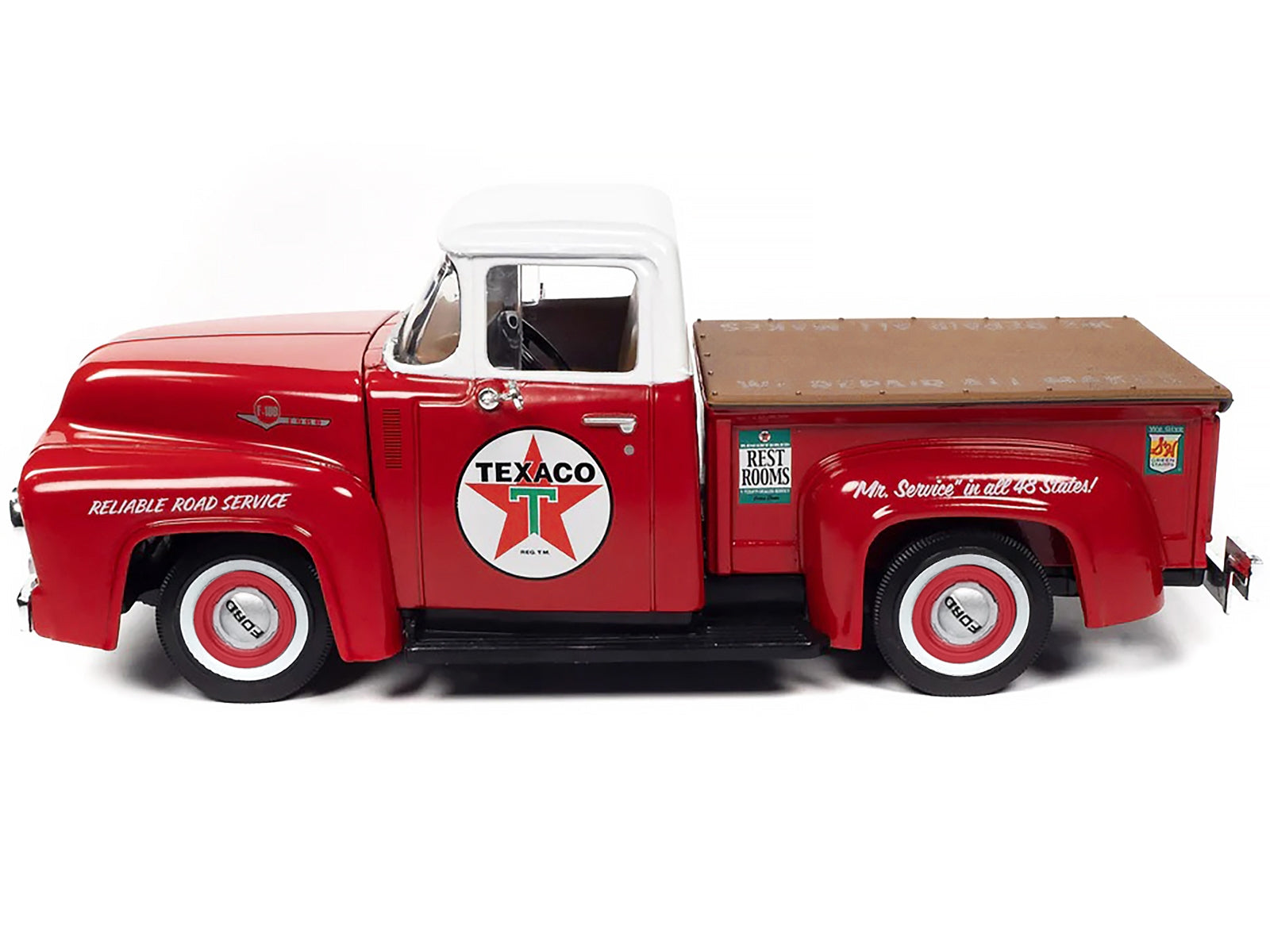 1956 Ford F-100 Pickup Truck Red with White Top "Texaco Reliable Road Service" "Vintage Fuel" Series 1/24 Diecast Model Car by Auto World - Premium Pickup Trucks Models from Autoworld - Just $76.99! Shop now at Rapidvehicles