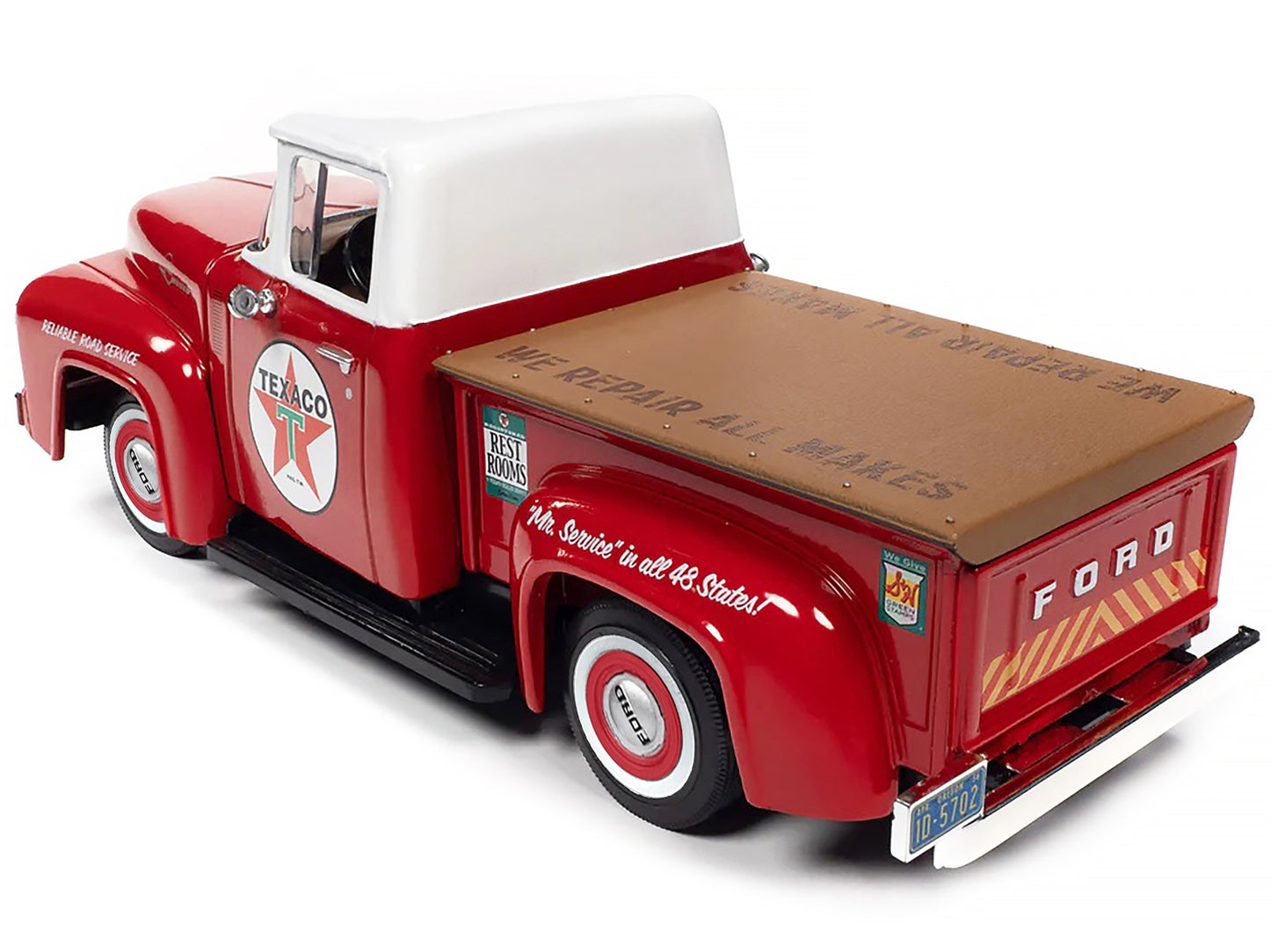 1956 Ford F-100 Pickup Truck Red with White Top "Texaco ReliableFREE SHIPPING IN US - Premium Pickup Trucks Models from Autoworld - Just $83.69! Shop now at Rapidvehicles